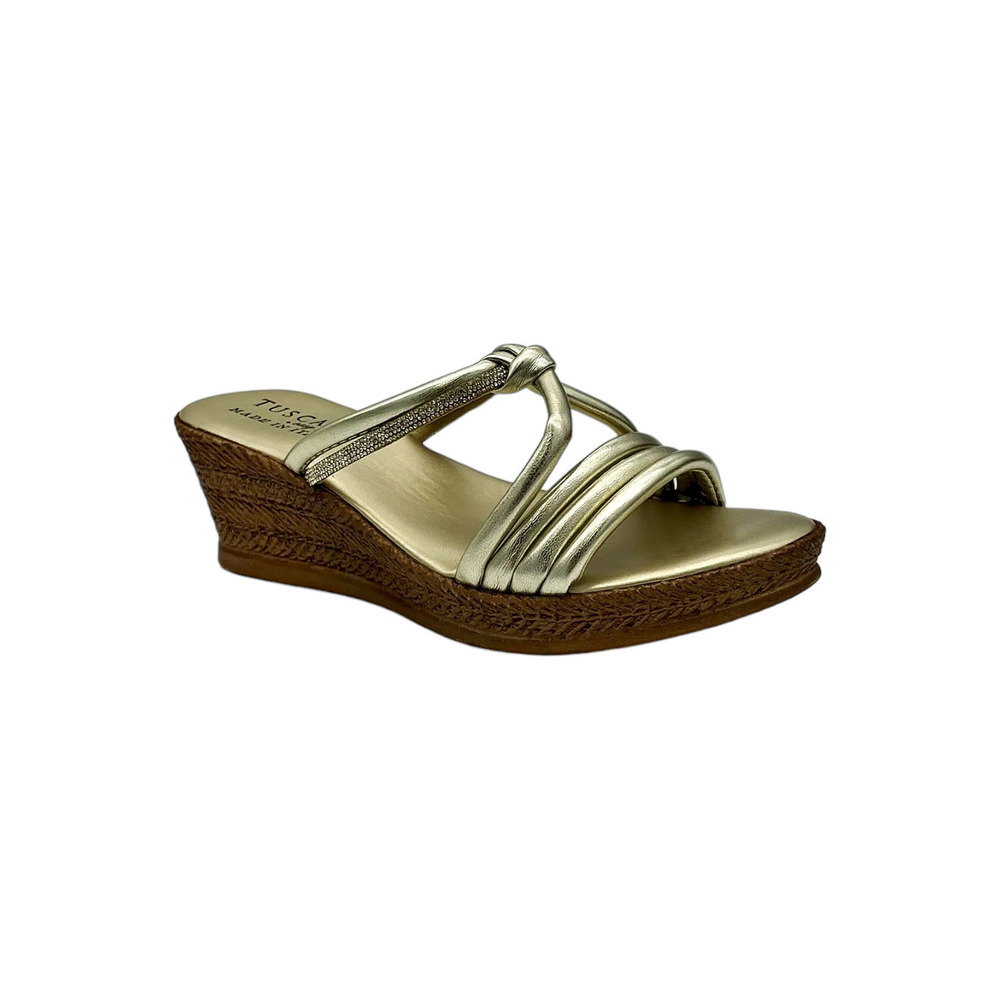 Tuscany by Easy Street Wedge Sandals Elvera Champagne - Medium